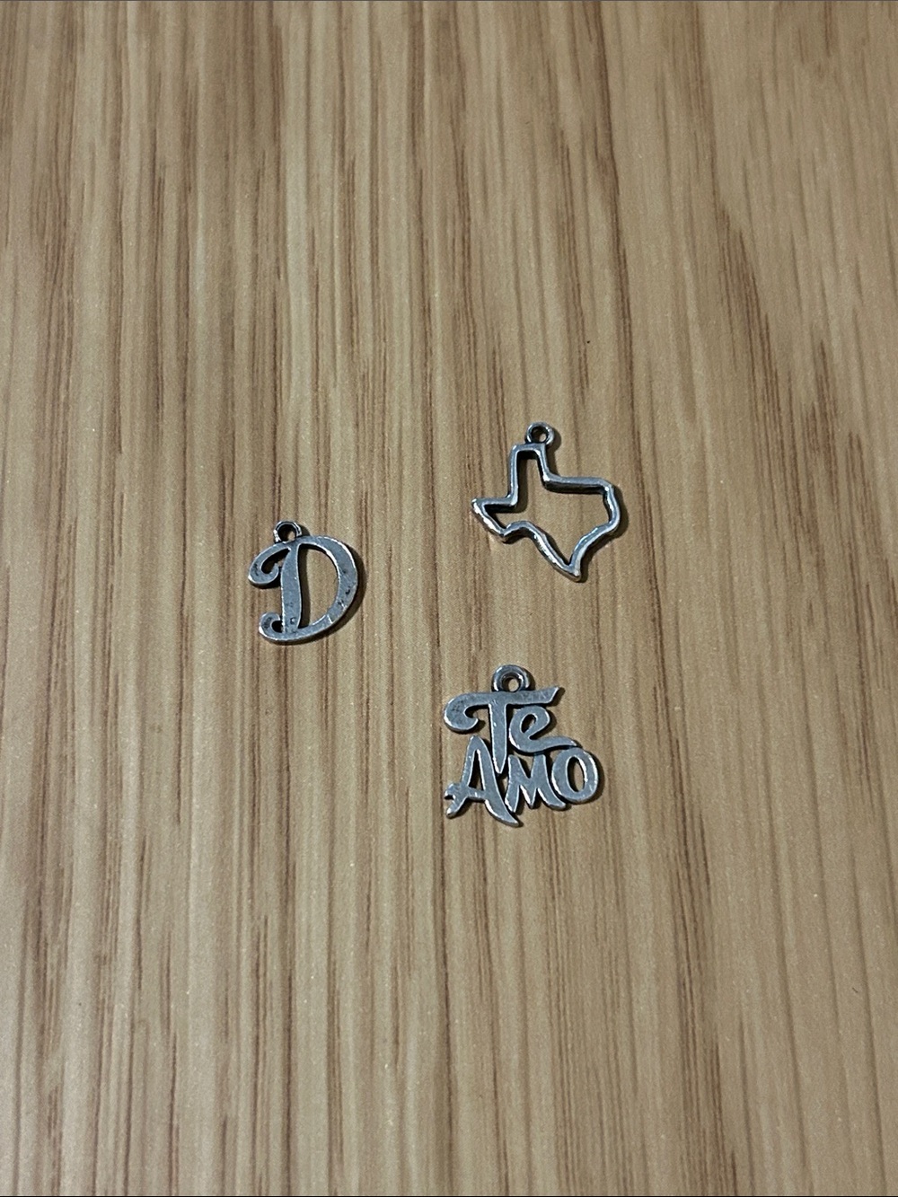 James Avery Silver 'Te Amo' + Texas + D Initial Charms - Set of 3
